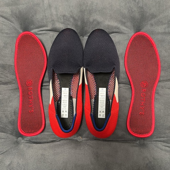 Rothy’s navy, red, and white loafers. - Picture 2 of 5